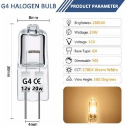 SVKBJROY Ampoules Halogènes G4, Lampe De Base à Broche Halogène G4 12V 20W, 2800K Blanc Chaud Gradable G4 Lampe à Capsule Transparente Lot De 10 -OSRAM || EUROPALAMP Soldes Boutique 76481219 2