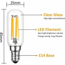 SVKBJROY 2 Pièces Ampoule Hotte Aspirante 40W De Remplacement Incandescent, E14 T25 LED 4W Ampoule De Hotte, Ampoule à Filament Edison, Blanc, 6000K, Lampe Pour Hotte Aspirante -OSRAM || EUROPALAMP Soldes Boutique 76481248 3