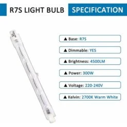 SVKBJROY Ampoules Halogènes Linéaires R7s 118mm 300W, Dimmable Blanc Chaud 2700K 4500LM, 220V Projecteur à Double Extrémité R7s Pour Éclairage Paysager, Lumière De Travail De Sécurité, 5 Pièces 9 SVKBJROY Ampoules Halogènes Linéaires R7s 118mm 300W, Dimmable Blanc Chaud 2700K 4500LM, 220V Projecteur à Double Extrémité R7s Pour Éclairage Paysager, Lumière De Travail De Sécurité, 5 Pièces -OSRAM || EUROPALAMP Soldes Boutique 76481452 3