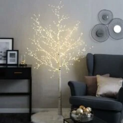 Bouleau Lumineux Lucidum Micro LED H180 Cm Blanc Chaud