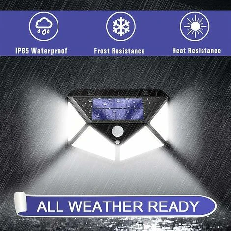 Lampe Solaire Extérieure IOTSES 100LED 2200mAh 3 Modes Avec Capteur De Mouvement 270º Des Quatre Côtés Projecteur étanche IP65 Pour Jardin, Garage, Rue, Patio, Terrasse, Etc. (1 Unité) 5 Lampe Solaire Extérieure IOTSES 100LED 2200mAh 3 Modes Avec Capteur De Mouvement 270º Des Quatre Côtés Projecteur étanche IP65 Pour Jardin, Garage, Rue, Patio, Terrasse, Etc. (1 Unité) – Image 3