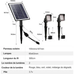 Meykoers Lampe Spot LED Solaire, Avec Panneau Solaire Lampe Jardin, 2pcs Extérieur Solaire Pour Jardin -OSRAM || EUROPALAMP Soldes Boutique 78209511 5