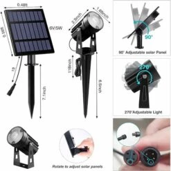 LED Solaire Projecteur Couleurs Lampe Solaire Exterieur Etanche RGB Spot Solaire Extérieur Avec Câble 15m Eclairage Extérieur Solaire Pour Jardin, Terrasses, Chemin, Pelouses 5 Pièces [Classe énergéti -OSRAM || EUROPALAMP Soldes Boutique 78365453 3