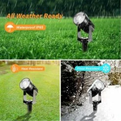 LED Solaire Projecteur Couleurs Lampe Solaire Exterieur Etanche RGB Spot Solaire Extérieur Avec Câble 15m Eclairage Extérieur Solaire Pour Jardin, Terrasses, Chemin, Pelouses 5 Pièces [Classe énergéti -OSRAM || EUROPALAMP Soldes Boutique 78365453 5