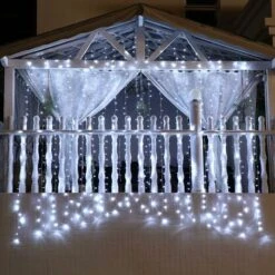 Rideaux Blancs, 8 Modes D'éclairage, 300 Lumières De Rideaux LED, Chaîne étanche IP44, Décoration De La Maison, Décoration De Fenêtre, Noël, Mariage, Anniversaire, Fête -OSRAM || EUROPALAMP Soldes Boutique 78531365 4