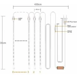 Devenirriche-Météore Pluie Guirlandes Lumineuse, 8 Tubes 30CM 192 LED Eclairage Météore Douche Lumière Etanche LED Pour Mariage Maison Arbre Jardin De Noël Parti (Bleu) -OSRAM || EUROPALAMP Soldes Boutique 78531394 4