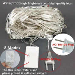 Filet Lumineux LED 6m X 4m 3x2m, Guirlande Pour Arbre De Nol, Jardin, Patio, Bricolage, Décoration De Mariage, Rideau Lumineux Extérieur,Multicolor,1.5M X 1.5M 96 LEDS,EU Plug 220V -OSRAM || EUROPALAMP Soldes Boutique 78766963 5