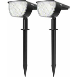 2 Pack Spot Solaire Extérieur, 30 LED Lampes Solaires Etanche IP67 Projecteur Solaire Réglable Avec Panneau Solaire 180° Eclairage Extérieur Solaire Pour Jardin, Extérieur, Chemin, Allée