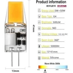 Ampoule G4 LED AC/DC 12V 5W Lampes LED G4 Blanc Chaud 3000K Ampoules D'éclairage Équivalent 50W Halogène Lampe Angle Faisceau De 360° Sans Scintillement, Lot De 6,Warm White 3000k,5W -OSRAM || EUROPALAMP Soldes Boutique 79464319 2