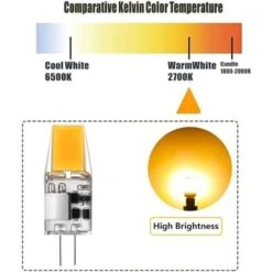Ampoule G4 LED AC/DC 12V 5W Lampes LED G4 Blanc Chaud 3000K Ampoules D'éclairage Équivalent 50W Halogène Lampe Angle Faisceau De 360° Sans Scintillement, Lot De 6,Warm White 3000k,5W -OSRAM || EUROPALAMP Soldes Boutique 79464319 4
