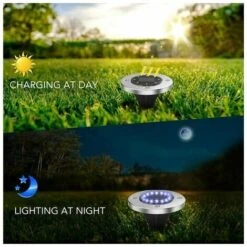 Lumière Solaire Extérieure 8 LED 4 Pcs Projecteur De Jardin Lumière Solaire étanche IP65 Décoration De Lumière De Pelouse Pour Jardin Terrasse Jardin Pelouse (blanc) -OSRAM || EUROPALAMP Soldes Boutique 79633135 5