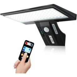 Lampe Solaire Exterieur, 90 LED Lumiere Solaire Exterieur Avec Détecteur De Mouvement, 4 Modes Solaire Extérieur Étanche Lampe De Sécurité, 3 Couleurs Télécommande Lampe Mural Pour Jardin Cour