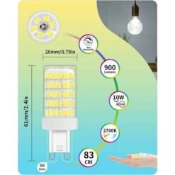 Ampoule G9 LED Blanc Froid, 10W LED G9 6000K Equivalence Incandescence 80W Lumière 900LM Lampe G9 LED AC 220V Lumineux 360º Large Angle De Faisceau 862835 SMD Non Dimmable Lot De 6 - MSBD -OSRAM || EUROPALAMP Soldes Boutique 79739520 5