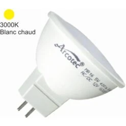 Ampoule LED GU5.3 (MR16) 12V 5W - 120° - 400Lm 3000K - Garantie 2 Ans