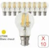 Lot De 10 Ampoules LED Filament B22 8W 950Lm 2700K - Garantie 2 Ans 1 Lot De 10 Ampoules LED Filament B22 8W 950Lm 2700K - Garantie 2 Ans -OSRAM || EUROPALAMP Soldes Boutique 80592258 1