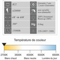 Lot De 12 Ampoules LED Filament B22 Sphérique 4W 470Lm 2700K - Garantie 2 Ans -OSRAM || EUROPALAMP Soldes Boutique 80592263 3