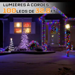 Guirlande Lumineuse Extérieure, 10M 100 LED Guirlande Lumineuse Sapin Multicolore Avec 8 Modes, étanche IP44 Pour Chambre Balcon, Jardin, Galustrade, Noël, Intérieur Extérieur Décoration - Multicolore -OSRAM || EUROPALAMP Soldes Boutique 81385541 4