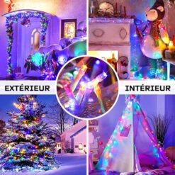 Guirlande Lumineuse Extérieure, 10M 100 LED Guirlande Lumineuse Sapin Multicolore Avec 8 Modes, étanche IP44 Pour Chambre Balcon, Jardin, Galustrade, Noël, Intérieur Extérieur Décoration - Multicolore -OSRAM || EUROPALAMP Soldes Boutique 81385541 5