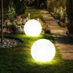 Boule Solaire Pour Extérieur 30 Cm Boule Lumineuse Solaire Boule De Jardin Lumineuse Décoration De Jardin à LED Solaire, Avec Piquet De Sol, Durée D'éclairage Environ 6-8 Heures, H 66,5 Cm, Lot De 2