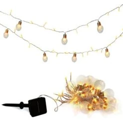 Guirlande Lumineuse Extérieure Solaire 13M Guirlande Guinguette 11 Ampoules + 100 LED