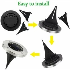 Lampe Solaire Extérieure, Lampe Solaire De Jardin 12 LED Éclairage Au Sol 6000K Blanc Froid Étanche IP65 Spot Solaire Encastré Pour Allée Terrasse Cour Souterrain - Lot De 8 -OSRAM || EUROPALAMP Soldes Boutique 83700962 3