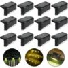 Lampe De Clôture Solaire étanche, Lumière De Pont Solaire, Lampe D'escalier, Lampes Solaires De Jardin LED IP65 Pour Clôtures D'escalier De Patio (Lumière Chaude-Noir, 12 PCS)