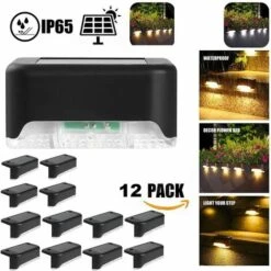 Lampe De Clôture Solaire étanche, Lumière De Pont Solaire, Lampe D'escalier, Lampes Solaires De Jardin LED IP65 Pour Clôtures D'escalier De Patio (Lumière Chaude-Noir, 12 PCS) -OSRAM || EUROPALAMP Soldes Boutique 83787112 5