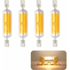 4 Pièces R7S LED 78mm Ampoules Dimmable 10W 230V, Ampoule LED Blanc Chaud 3000K, 800LM COB Ampoule LED, 360° Angle De Faisceau, Equivalent à 80W Lampe Halogène [Classe énergétique A+]