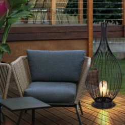 Lampe Solaire Lampe D'extérieur Lampe Suspendue Lampadaire LED Lanterne Terrasse Cage Filament, Métal Noir, Batterie Rechargeable, 1x LED, DxH 25x57 Cm, Lot De 2 -OSRAM || EUROPALAMP Soldes Boutique 84713896 4
