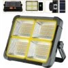 Projecteur LED Rechargeable 336 LEDs/ 100W/ Panneau Solaire/ 4 Modes D'éclairage/ Batterie Externe 12000mAh/ Absorption D'aimant, Idéal Pour Camping, Travail, Pêche, Couleur Noire [Classe énergétique -OSRAM || EUROPALAMP Soldes Boutique 85548265 1