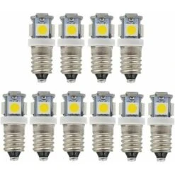 Ampoules LED E10 9 V Blanc Froid 5SMD 0,5 W (blanc Froid, 9 V) Lot De 10