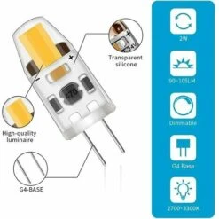LED G4 Dimmable Ampoules,2W Equivalent 20W Halogène Lampe,200LM Blanc Chaud Économies D’énergie Ampoule,Pas De Scintillement,AC/DC 12-24V,G4 Bi-pin ,360°Angle De Faisceaux,Lot De 10 [Classe énergétiqu -OSRAM || EUROPALAMP Soldes Boutique 85735821 2