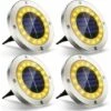 Projecteur Solaire Extérieur De Jardin, Lot De 4 De 16 Projecteurs Solaires LED éclairage Extérieur IP65 étanche Sans Fil En Acier Inoxydable Pour Pelouse/balises/terrasse/chemins/plantes