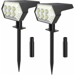 2 Pack 108 LED Spot Solaire Exterieur, Lampes Solaires Etanche IP65 Projecteur Solaire Exterieur 4 Modes Dtecteur De Eclairage Extérieur Solaire Pour Jardin, Extérieur, Chemin, Allée,