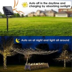 Guirlande Solaire Exterieure, 20M 200 LED Guirlande Lumineuse Exterieur Solaire Etanche, 8 Modes D'eclairage Lampe Decoratives Pour Jardin, Patio, Cloture, Anniversaire, Mariage (Blanc Chaud) -OSRAM || EUROPALAMP Soldes Boutique 85806241 3