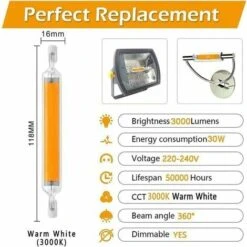 Lumière LED R7S, Ampoule LED R7S 118 Mm, 20 W, Source Lumineuse 2000 Lm, Angle De Faisceau 360°, Pas De Scintillement, Lumière Blanche Chaude 220 V (2ps) -OSRAM || EUROPALAMP Soldes Boutique 86739368 2