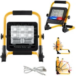 AUFUN 50W Projecteur De Chantier LED Batterie Rechargeable Avec Support Blanc Froid