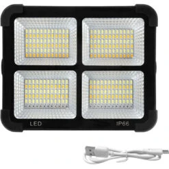 AUFUN 200W LED Projecteur De Construction Solaire Rechargeable Noir