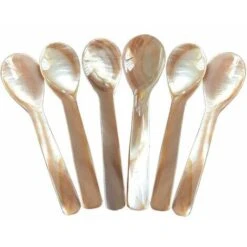 Neige-Lot De 6 Cuillères à Caviar En Nacre 11,5 Cm X 3 Cm Mop Manche Rond-