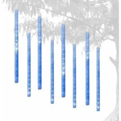 Météore Pluie Guirlandes Lumineuse, 8 Tubes 30CM 192 LED Eclairage Météore Douche Lumière Etanche LED Pour Mariage Maison Arbre Jardin De Noël Parti (Bleu) -OSRAM || EUROPALAMP Soldes Boutique 87577039 2
