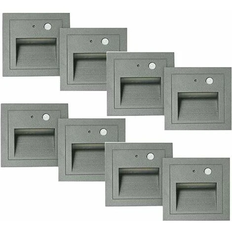 DHKLFA Lot De 8 LED Spot Mural Encastré 3W Applique Murale Escalier Etape Lumière Lampe Détecteur De Mouvement Sol Encastré Lumière Escalier Lumière Hall Lampe 2800K Blanc Chaud-Cadre Blanc-gris Chaud 3 DHKLFA Lot De 8 LED Spot Mural Encastré 3W Applique Murale Escalier Etape Lumière Lampe Détecteur De Mouvement Sol Encastré Lumière Escalier Lumière Hall Lampe 2800K Blanc Chaud-Cadre Blanc-gris Chaud