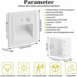 DHKLFA Lot De 8 LED Spot Mural Encastré 3W Applique Murale Escalier Etape Lumière Lampe Détecteur De Mouvement Sol Encastré Lumière Escalier Lumière Hall Lampe 2800K Blanc Chaud-Cadre Blanc-gris Chaud 9 DHKLFA Lot De 8 LED Spot Mural Encastré 3W Applique Murale Escalier Etape Lumière Lampe Détecteur De Mouvement Sol Encastré Lumière Escalier Lumière Hall Lampe 2800K Blanc Chaud-Cadre Blanc-gris Chaud -OSRAM || EUROPALAMP Soldes Boutique 87908755 4