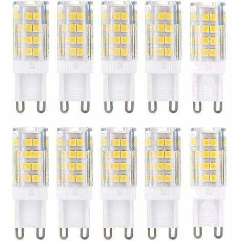 Lot De 10 Ampoules LED G9, Blanc Chaud 3000 K 5 W équivalent à Des Ampoules Halogènes 40 W 420 Lumens Non Dimmables. 3 Lot De 10 Ampoules LED G9, Blanc Chaud 3000 K 5 W équivalent à Des Ampoules Halogènes 40 W 420 Lumens Non Dimmables.