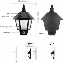 Solaire Alimenté Capteur De Mouvement Mur Lumières Extérieure De Sécurité Appliques LED Lanterne Lampe Pour Jardin Terrasse Patio -OSRAM || EUROPALAMP Soldes Boutique 88330970 3