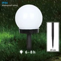 Lumière Solaire Pathway, Paquet De 6/8 Projecteur Extérieur En Forme De Boule De Lumière De Jardin Etanche à Energie Solaire Pour Patio, Cour, Passerelle, Pelouse (8) -OSRAM || EUROPALAMP Soldes Boutique 88332714 5