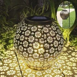 Lanterne Solaire Extérieure étanche Plus Lumineuse Suspendue Lumière Solaire Avec Motif De Fleurs, Lampe Solaire En Métal Rétro Pour Table, Extérieur, Fête, Jardin, Cour, Patio -OSRAM || EUROPALAMP Soldes Boutique 88335869 4