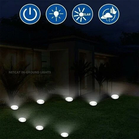 Lot De 6 Spots LED Solaires Encastrables Au Sol - Ronds - Diamètre : 85 Mm - Extérieur Résistant Au Piétement - Façade En Acier Inoxydable - 6 Lampes Solaires - IP44, 5 Lot De 6 Spots LED Solaires Encastrables Au Sol - Ronds - Diamètre : 85 Mm - Extérieur Résistant Au Piétement - Façade En Acier Inoxydable - 6 Lampes Solaires - IP44, – Image 3