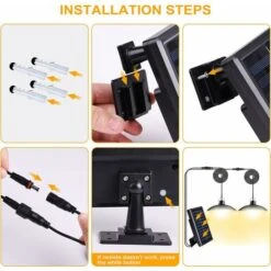 Lampe Solaire Extérieur Et Intérieur Avec Télécommande, Lampe Suspendue Solaire 400lumens Avec Câble 3m,Capteur De Lumière,IP65 étanche,Panneau Solaire Réglable à 120°,3 Modes,pour Jardin -OSRAM || EUROPALAMP Soldes Boutique 88768763 4