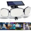 Projecteur Solaire Extérieur Avec Détecteur De Mouvement 208 LED Lampes De Sécurité Solaires à L'extérieur 270 ° Grand Angle 3 Modes IP65 Applique Murale étanche Pour Allée De Garage De Jardin