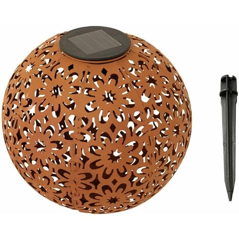 Boule De Décoration En Métal Aspect Rouille - Ø 20 Cm - Solaire / LED Blanc Chaud 3 Boule De Décoration En Métal Aspect Rouille - Ø 20 Cm - Solaire / LED Blanc Chaud